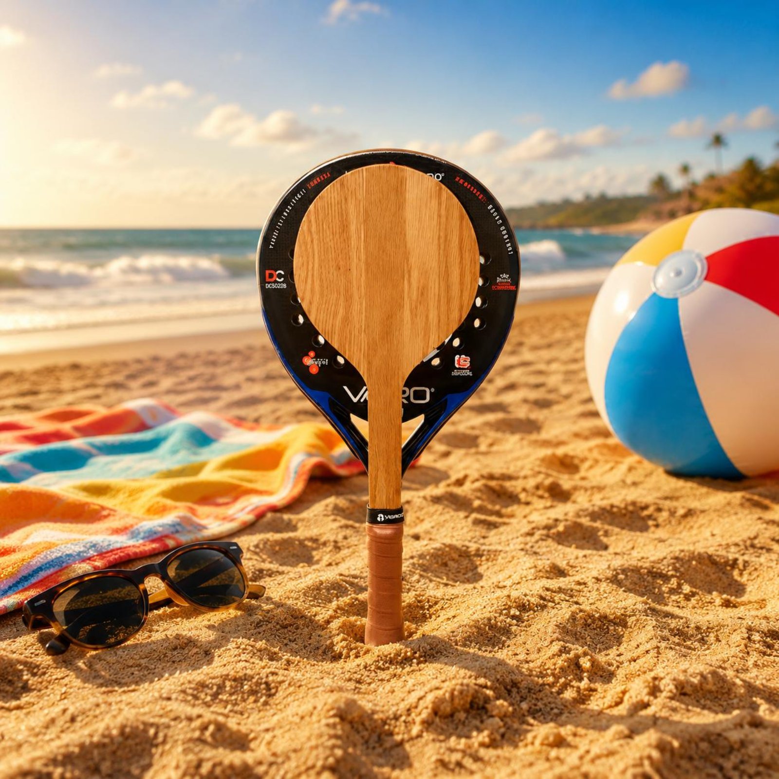 Wood Beach Tennis Racket Beach - Sports Grip ulasan dan harga